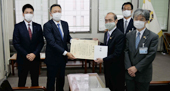 コロナ対策への寄付に感謝状／日本メンテナスエンジニヤリングに対し／京都府･京都市